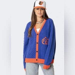 Edikted Oversized Varsity Cardigan Sweater